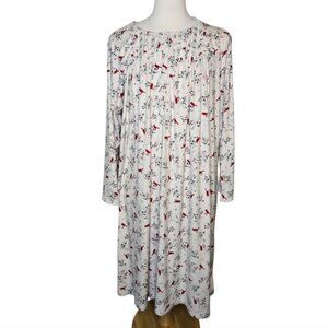 Secret Treasures Floral Fleece Long Nightgown Birds Floral Lace Size 3X